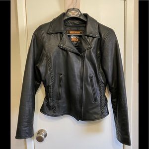 Woman’s leather motorcycle jacket